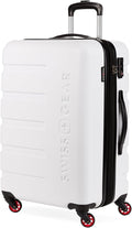 SwissGear 7366 Hardside Expandable Luggage with Spinner Wheels, White, Checked-Medium 23-Inch