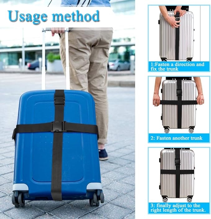 4Pcs Luggage Straps for Suitcase Travel Accessories TSA Approved, 80In Long Belts to Keep Your Suitcase Secure, Adjustable Bag Straps with Quick-Release Buckle for Travel Bag Closure, Orange
