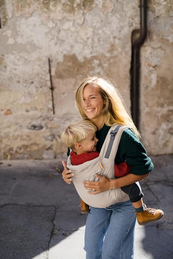 Beco Toddler Carrier with Extra Wide Seat, 100% Cotton - Backpack Style and Front-Carry, Lightweight & Breathable, Toddler Sling Carrier 20-60 lbs (Ecru)