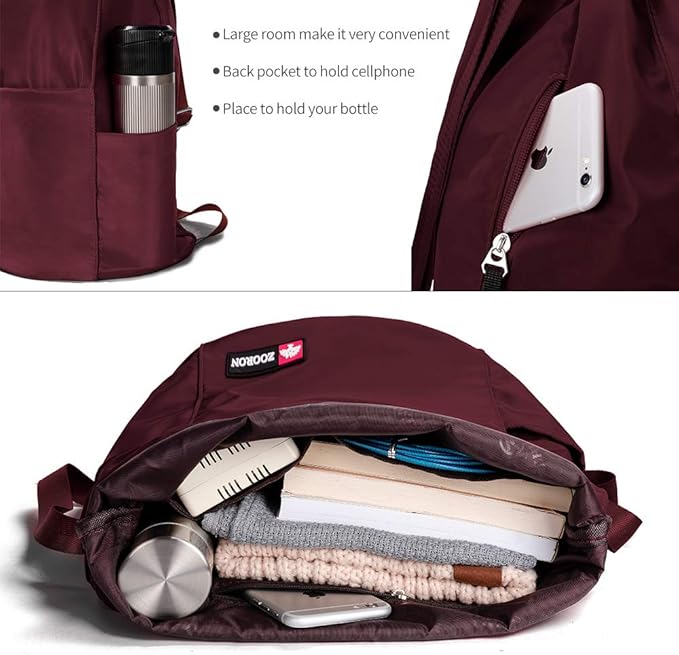 ZOORON Waterproof Drawstring Gym Backpack Bag for Men & Women, Sport Gym Sack Mini Travel Daypack