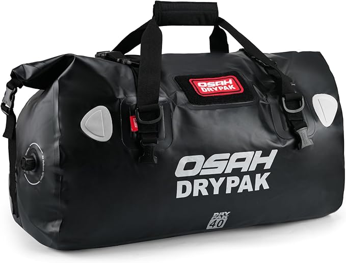 Waterproof Duffel Bag - Motorcycle Dry Bag Tail Bag with Large Storage Space, Waterproof Luggage Duffle Bags with Outer Mesh Zipper Pocket for Camping, Kayaking, Fishing & Traveling