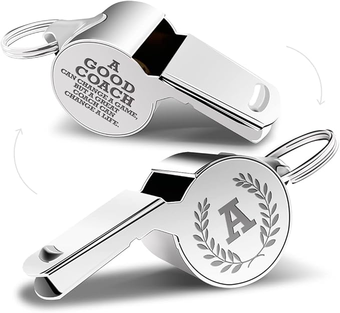 Letters Coach Gifts, Whistle for Coaches, Whistle Emergency, Thank You Coach Gifts, Coaches Whistle with Lanyard Cheer Coach Gift for Men Women Teachers Referees School Sports Coach Outdoor, Letter A