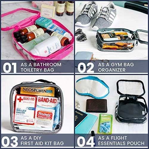 Clear TSA Approved 3-1-1 Travel Toiletry Bag for Carry On / Quart Size Transparent Liquids Pouch for Airport Security / Reusable See Through Vinyl & PVC Plastic Organizer for Men and Women (Green)