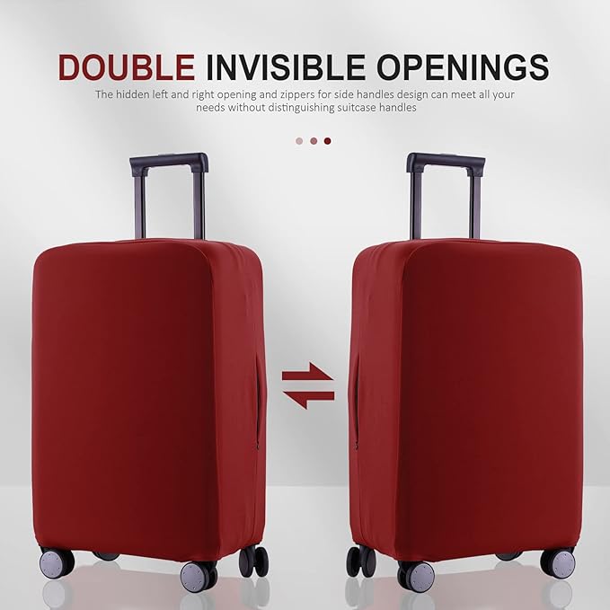 Travel Luggage Cover Suitcase Protector Scratch-Resistant Fit 19-31 Inch Suitcase, Not Included Suitcase (Claret, L(26-27 inch))