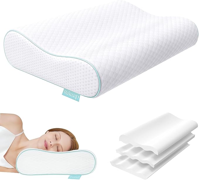 Ergonomic Memory Foam Pillow - Orthopedic Cervical Support Pillow for Neck & Shoulder Pain Relief, Adjustable Contour Pillow for All Sleeping Positions，King Size