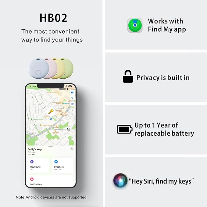 Reyke Air Tracker-4 Pack Smart Tag, Luggage Tracker Works with Apple Find My (iOS Only), Item Finder for Key, Backpack, Wallet, IP67 Waterproof