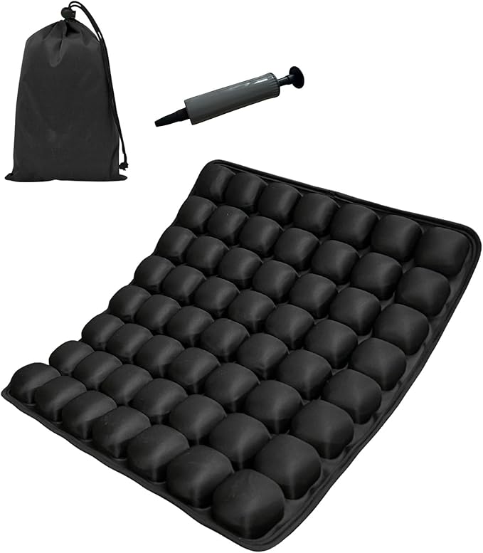 56 Air Cells Travel Cushion, 3D Inflatable Seat for Airplane, Car, Office Chair & Wheelchair, Portable & Comfortable Air Cushion for Long Flights, Driving & Sitting