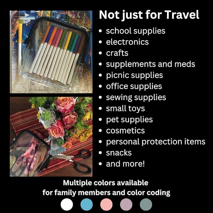 BORSALI TSA-Approved Quart-Sized Bag for Carry-On Travel - One (1) Quart Clear Toiletries, Cosmetic and 3-1-1 Liquids Toiletry Bag - Rose