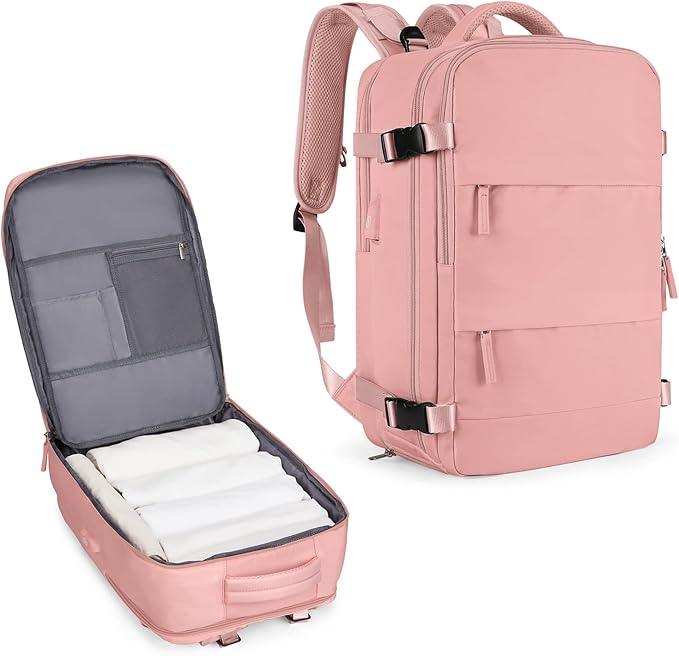 coowoz Large Travel Backpack For Women Men,Carry On Backpack Flight Approved,Hiking Backpack Waterproof Outdoor Sports Rucksack Casual Daypack Fit 15.6 Inch Laptop Shoes Compartment