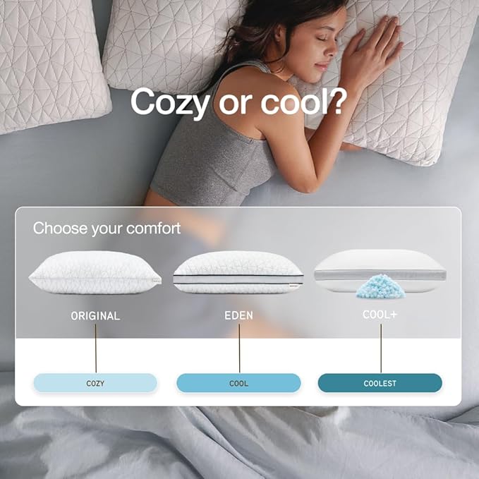 Coop Home Goods Eden Cool Adjustable Pillow, King Size - Adjustable Memory Foam with Gel Infusion - Soft Breathable Lulltra Fabric - Ideal for All Sleepers - Eco-Friendly CertiPUR-US Certified