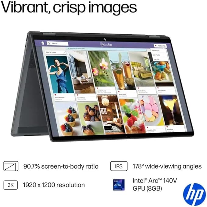 HP OmniBook X Flip 16 2-in-1 Laptop: 16" FHD+ Touchscreen, Intel Core Ultra 7, 16GB RAM, 51GB SSD, w/Pen & Lifetime Office - Copilot+ AI PC, Windows 11 Pro
