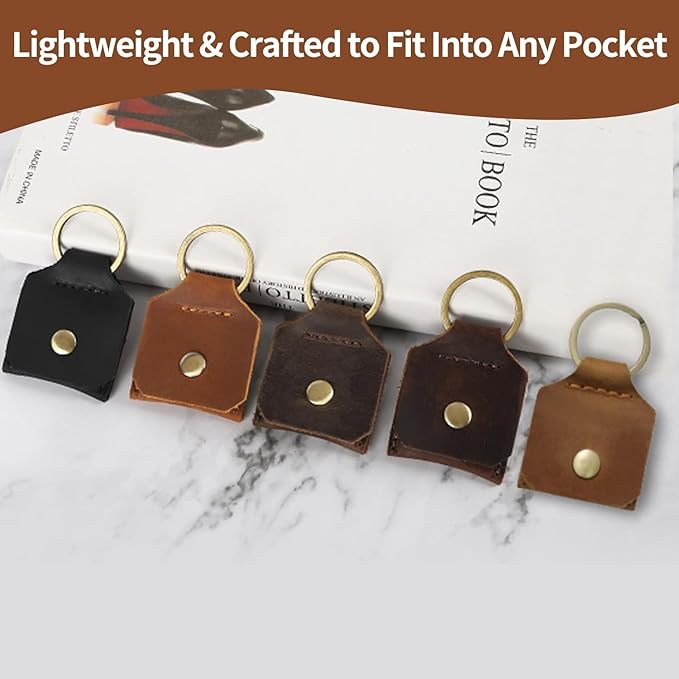 Jack&Chris Genuine Leather SD Card Holder Keychain, Anti-Shock Anti-Dust SD Card Case, Portable Camera Accessories for SD CF CFexpress Micro SD Nano SIM and Micro SIM Cards, Coffee 2 Packs