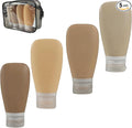 Travel Bottles for Toiletries, TSA Approved 3oz Leak Proof Silicone Refillable Squeeze Travel Size Containers BPA Free for Cleansers, Lotions, Shampoo w/Clear Bag (NEW earth tone set)