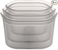 Zip Top Reusable Food Storage Bags | 3 Dish Set [Gray] | Silicone Meal Prep Container | Microwave, Dishwasher and Freezer Safe | Made in the USA