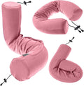 Dot&Dot Twist Memory Foam Travel Pillow for Airplanes - Travel Neck Pillow for Sleeping - Airplane Pillow for Neck Support, Chin, Lumbar and Leg - Adjustable, Bendable Neck Roll Pillow