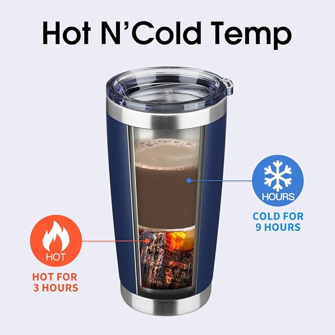 20oz Tumbler Bulk Stainless Steel Vacuum Insulated Tumblers with Lid Double Wall Travel Mug Durable Powder Coated Coffee Cup, Suitable for Ice Drinks and Hot Beverage (Navy 12pack)