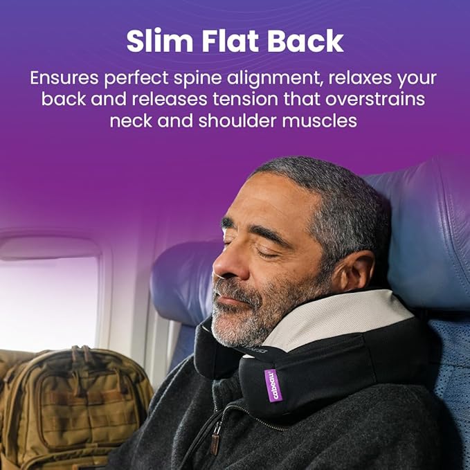 Cabeau Travel Neck Pillows for Airplanes – The Neck’s Evolution, TNE S3 – Supportive Memory Foam Design for Long Haul Flights – Attachable Seat Straps and 360° Support (Cairo Tan)