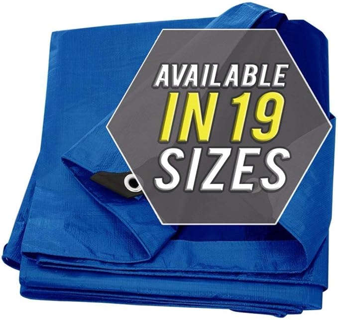 Large Waterproof Tarp - Heavy Duty 10 Mil Thick Poly Tarpaulin Ideal for Canopy Tents, Boats, RV or Pool Covers - Multipurpose Protective Tarps with Grommets for Indoor and Outdoor Use | 20' x 30'