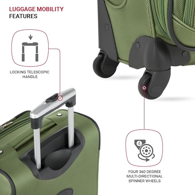 SwissGear Sion Softside Expandable Luggage, Evergreen, Carry-On 21-Inch