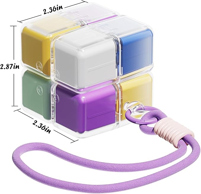 Travel Pill Organizer,Magnetic Cube Cute Pill Box,Pill Compact with 8 Compartment,Vitamin Cases Organizers 7 Day for Vitamins & Supplements(Yellow)