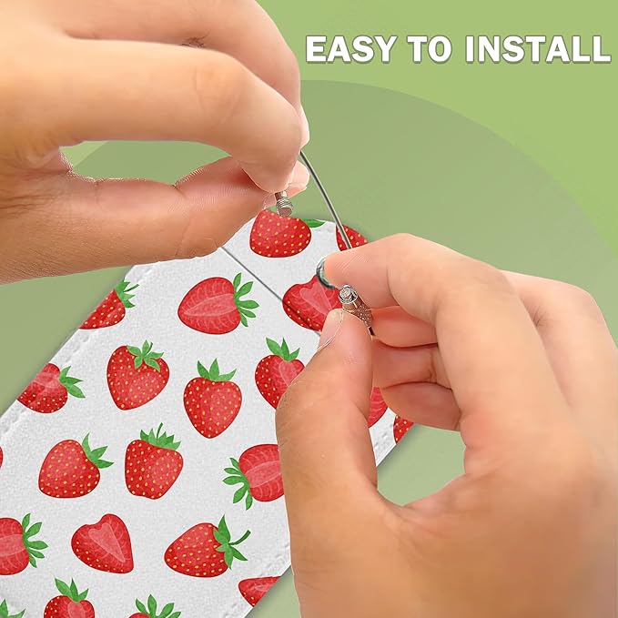 2 Pcs Strawberry Fruit Strawberries Luggage Tags,Cruise Luggage Tag with Privacy Flap,Name Id Label and Steel Loop for Women Men Travel Bag Suitcase