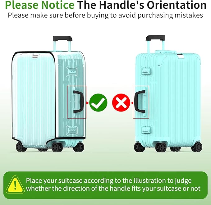 Suitcase Covers For Luggage, 24 Inch Clear PVC Luggage Covers Protector Full Thicken Transparent Waterproof Suitcase Sleeve With Large Velcro for 24" Wheeled Suitcases
