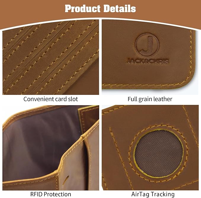 Jack&Chris Genuine Leather Handmade Passport Holder For Travel, RFID Blocking Passport Holder with Card Slots, Travel Essentials wallet with Pen Holder for Women and Men for Gifting, Light Brown