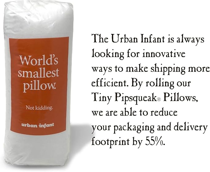 Pipsqueak Small | Tiny | Mini Pillow with Name Tag - 11in x 7in x 2.5in - Machine Washable - White Pillow with Khaki Case