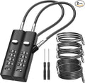 4-Digit Combination Cable Luggage Lock with 3 Interchangeable Steel Cables (9"/24"/47") – for Bike, Backpack, Gym, Cabinet, Gate (Black, 2 Pack)