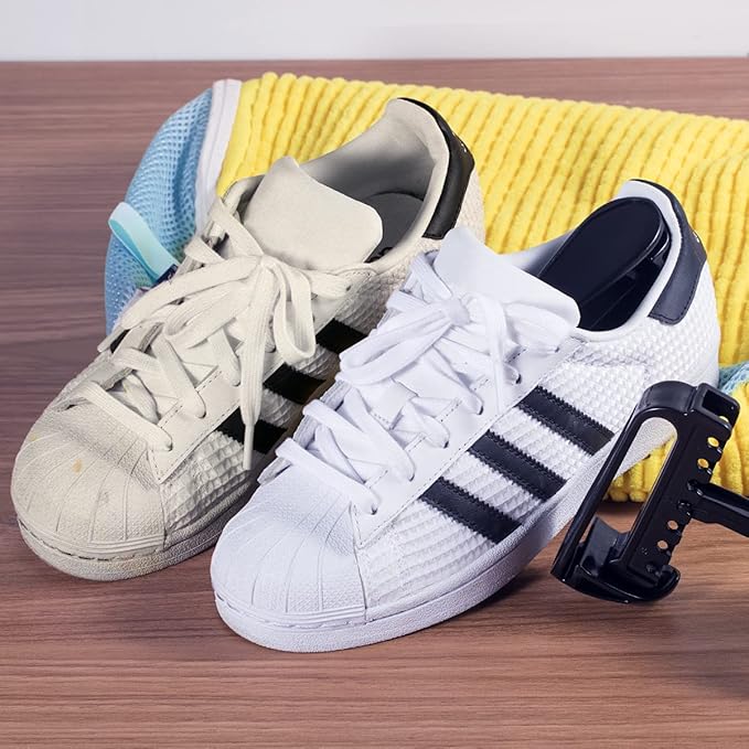 Shoes Laundry Bag Keep Shoes Clean, Shoe Wash Bag for Washing Machine, Reusable and Durable Zipper Shoe Washing Bag, Sneaker Tennis Shoe Cleaner Kit Include Pair of Adjustable Shoe Trees