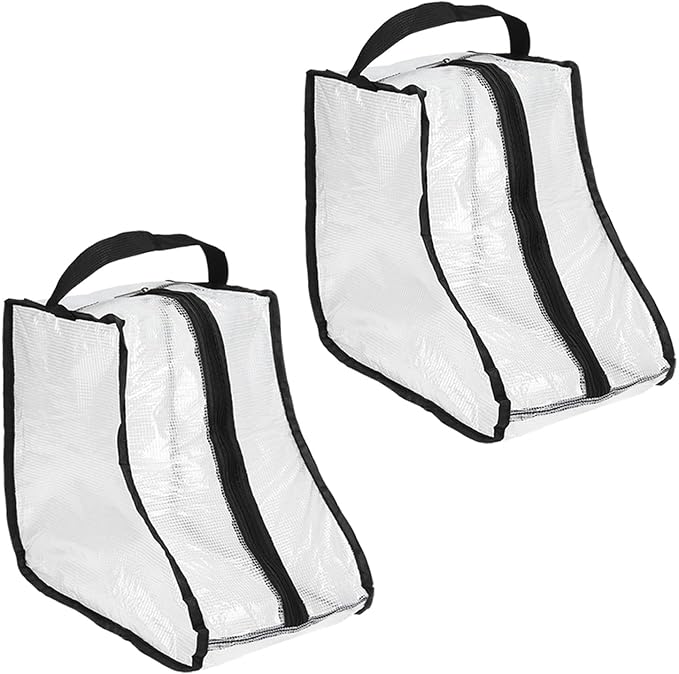 Boot Storage Bags [2PCS] - Plastic Short Boot Carry Bags Clear Shoe Bags with Handle for Travel & Daily Use - [Black] Waterproof & DustProof Boot Bags for Cowboy Boots