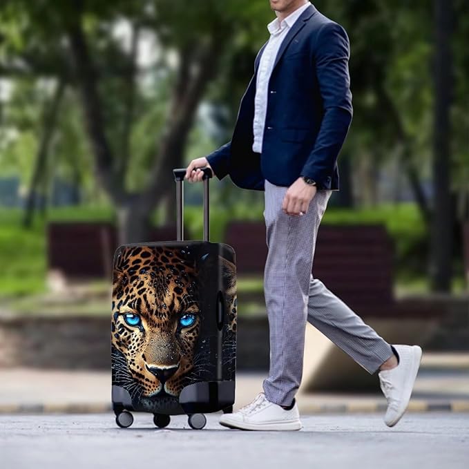 Cool Laopard Luggage Cover Universal Fit 30-32 Inch Luggage with Zipper Anti-Slip Elastic Spandex Luggage Covers Protector Scratch Resistant Travel Suitcase Cover Washable Baggage Cover