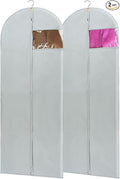 Dress Bags for Gowns Long, 65" Long Dress Bags for Hanging Clothes Clear Windows Foldable Long Garment Bag for Storage and Travel-24"x 65"/2 Pack