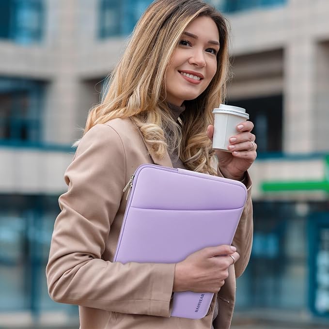 RAINYEAR Laptop Sleeve Case with Front Pocket, 15 16 Inch Protective Portable Case with Front Pocket, Briefcase Laptop Bag Cover Compatible for MacBook Pro/Max M4 M3 M2 M1 2025 2024 2023 2022, Purple