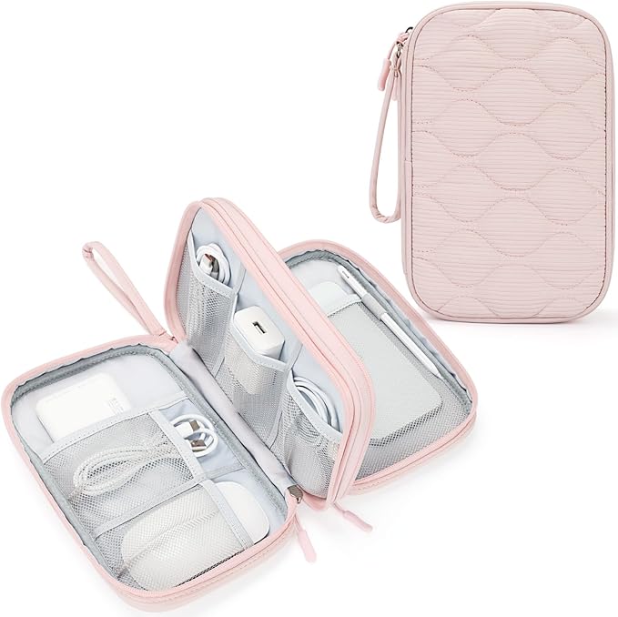 Skycase Tech Pouch - Lightweight Electronics Organizer Travel Case, Double Layers Travel Cable Organizer, All-in-One Storage Bag for Charger, Cord, Phone, Flash Drive, Accessories