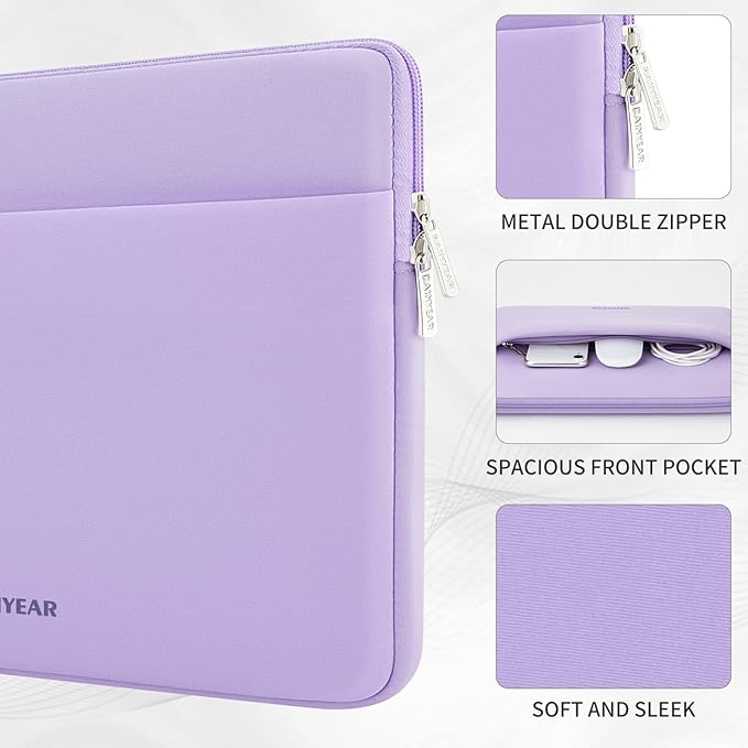 RAINYEAR Laptop Sleeve Case 13.3 Inch, Protective Portable Case with Front Pocket, Briefcase Handbag Laptop Bag Compatible with MacBook Air/Pro 13-13.3 inch, MacBook Pro 14 inch, Purple