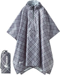 PTEROMY Hooded Rain Poncho for Adult with Pocket, Waterproof Lightweight Unisex Raincoat for Hiking Camping Emergency