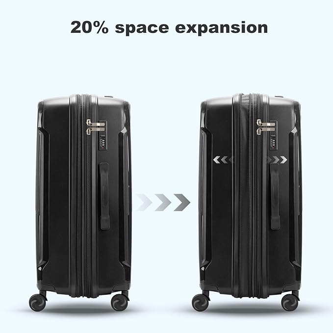 Nazhura Luggage Set, 3-Piece Hardside Suitcase Set, 20-inch Carry On, 24-inch, 28-inch Luggage