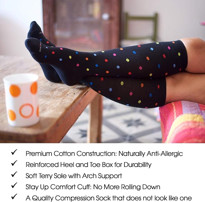 Cotton Compression Socks for Women & Men. 15-20 mmHg Support Knee-High Nude X/W