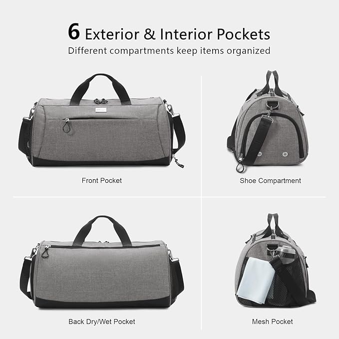 TOPDesign Gym Bag for Women, Duffel Bag with Shoe Compartment & Wet Pocket for Travel Sports (M Yoga)