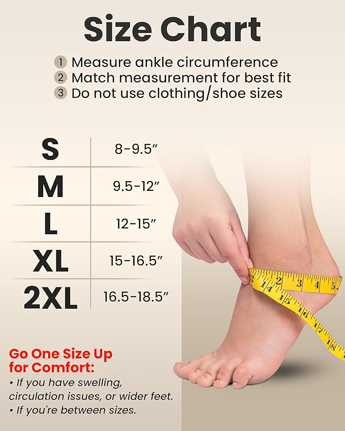 KEMFORD Ankle Compression Sleeve - Plantar Fasciitis Braces - Open Toe Compression Socks for Swelling, Sprain, Neuropathy, Foot Arch Support for Men and Women - 20-30mmhg, 2XL, Black