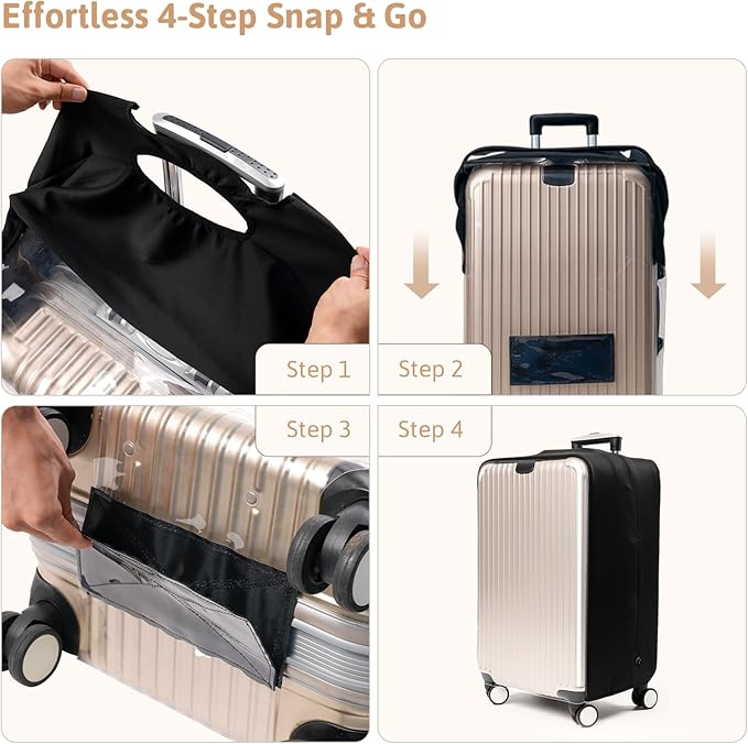 OrgaWise Clear Luggage Cover, For Suitcase Tsa Approved Transparent TPU Suitcase Cover Protector Fit 22-24 Inch Luggage