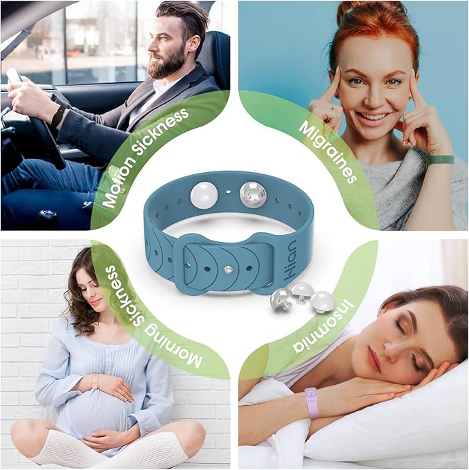 Motion Sickness Bands Anti Nausea Acupressure Wristband Sea Sickness Wristbands Nausea Bands Natural Relief Motion & Morning Sickness -（2 Pairs Pine Green）
