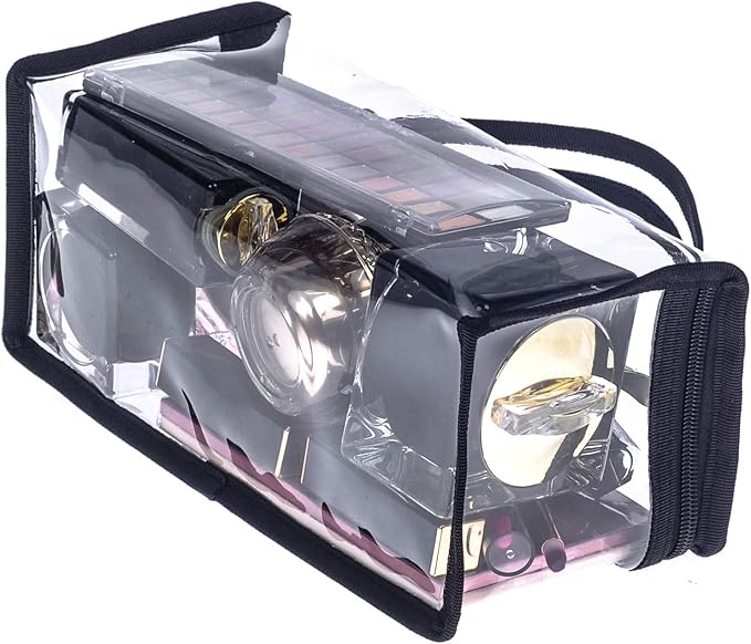 Small Rectangular Clear PVC Makeup Bag Make Up Artist Tool Organizer Pouch Bag Transparent Vinyl Cosmetic Bag Actor Bag with Handle