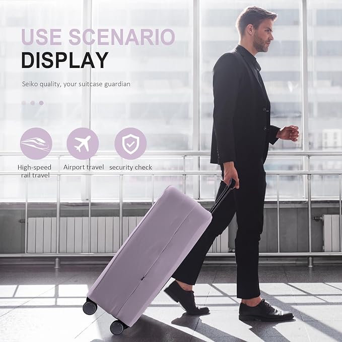 Travel Luggage Cover Suitcase Protector Scratch-Resistant Fit 19-31 Inch Suitcase, Not Included Suitcase (Lavender Purple, S(19-21 inch))