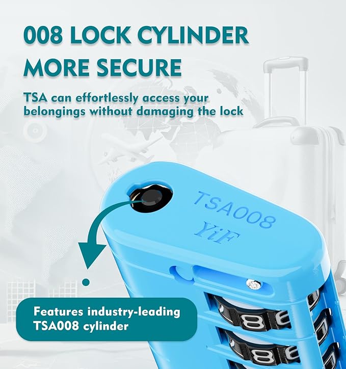 ANVIL TSA Approved Luggage Locks – High Security TSA008 Combination Travel Locks with Inspection Indicator for Suitcases and Backpacks. (4, Bule)