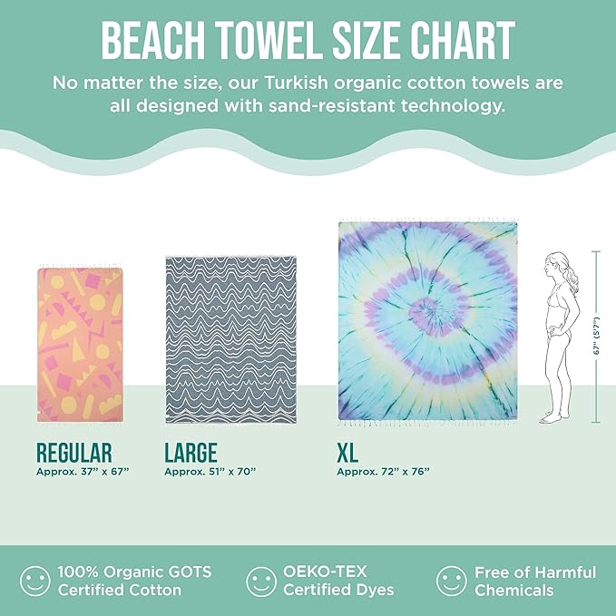 Sand Cloud Turkish Beach Towel - Sand Free - 100% Organic Turkish Cotton Yarn - Quick Dry Towel for Beach, Picnic Blanket or Throw - As Seen on Shark Tank - Boho (Purple)