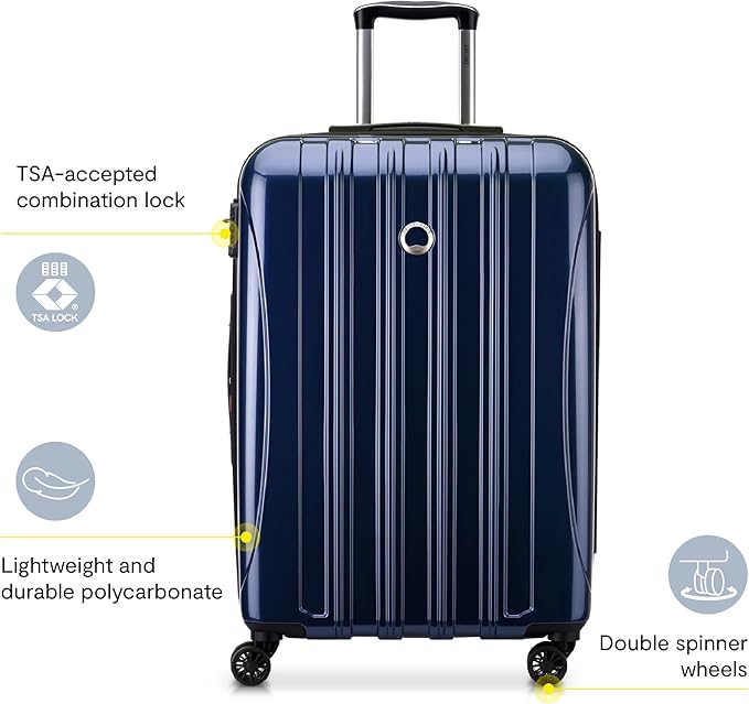DELSEY PARIS Helium Aero Hardside Expandable Luggage with Spinner Wheels, Blue Cobalt, Checked-Medium 24 Inch