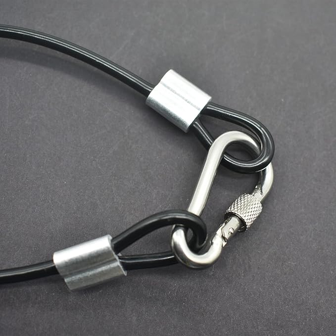5 Pcs 5mm Wire 24 inch Vinyl Coated Stainless Steel Cable with Loops Short Wire Rope Lanyard Lock Security Chain Link for Outdoor Gates, Black(5mm x24inch)