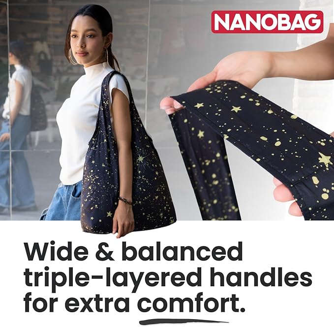Nanobag Ultra-Lightweight Foldable Sling for Women & Men, Reusable Grocery & Travel Bag, Packable Collapsible Compact Market Crossbody (Sling Duck)
